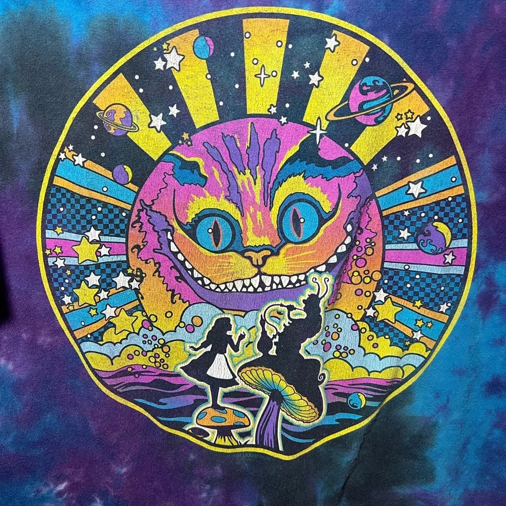 Liquid Blue Alice in Wonderland Silhouette Tie-Dye T-Shirt Cheshire Cat Size XL - Picture 2 of 4